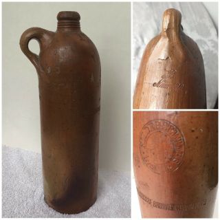 Antique Preussen Nassau German Jug 1800 Stonewear Clay Bottle Salt Glaze Selters