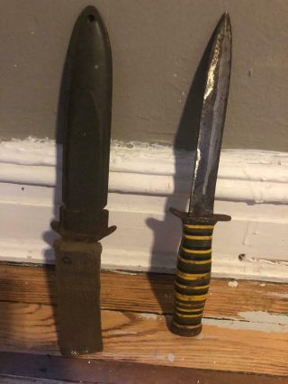 1943 Wwii Military M3 Knife With The Sheaf