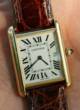 Rare 18k Cartier Tank Louis Wristwatch Ref.  2441 With 18k Gold Buckle Clasp Wow