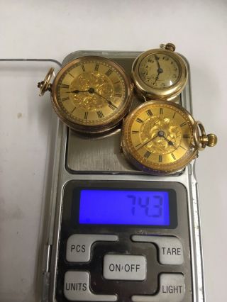 Antique Vintage 9k & 14k Solid Gold Ladies Pocket Watches Spares