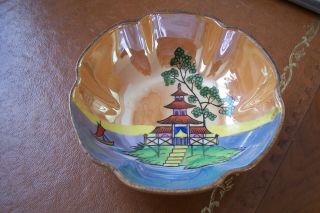 Lovely Noritake Small Dish,  Lustre With Pagoda Design