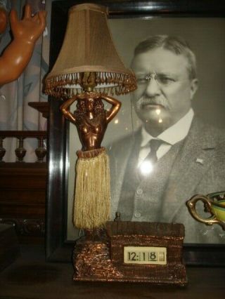 Dodge Company ? Naked Hula Girl Lamp W/ Rare Clock