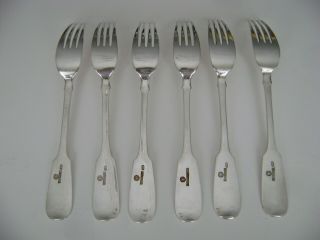 Faberge Design Russian Imperial 84 Silver 6 Forks Sign K.  Faberge