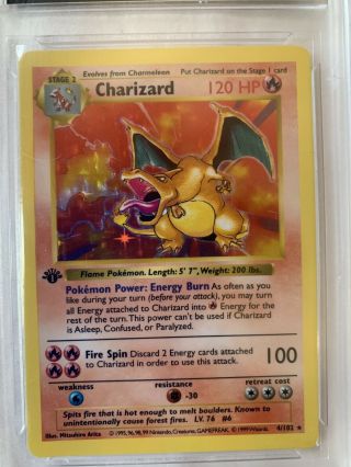 Pokémon Charizard Base Set 1st Edition Rare Holo Shadowless 4/102 Psa 9/9.  5