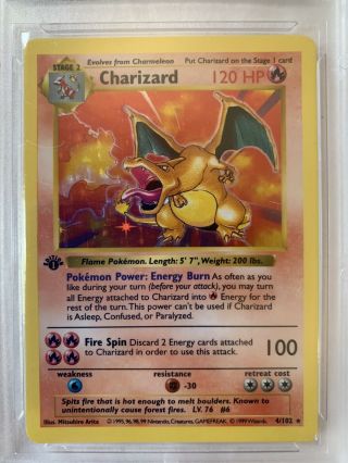 Pokémon Charizard Base Set 1st Edition RARE Holo Shadowless 4/102 PSA 9/9.  5 5