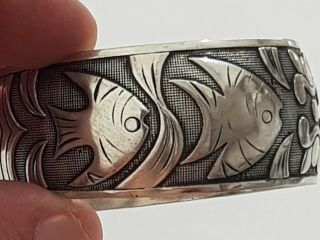 Very Rare Vintage Silver Bracelet Fish/figures.  Uncertain Seal.  36,  4 Gr.  62 Mm