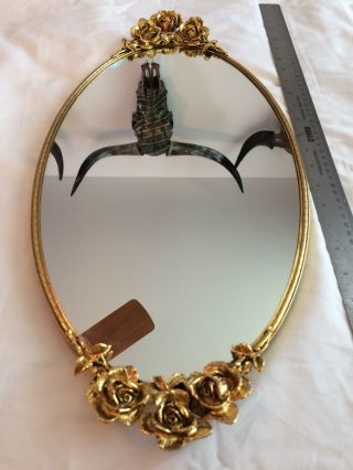 Vintage Matson Style GOLD ORMOLU ORNATE Vanity Mirror Perfume Tray 2