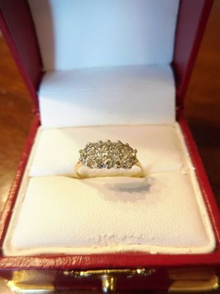 Vintage Antique Estate 14k Yellow & White Gold Diamond Cluster Ring (760)