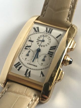 Cartier Tank Americaine Chrongraph Yellow Gold 1730 18k Rare