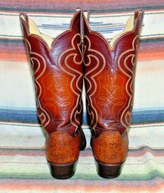 Mens Vintage Justin Brown Exotic Hornback Lizard Cowboy Boots 8.  5 D Exc Cond 4