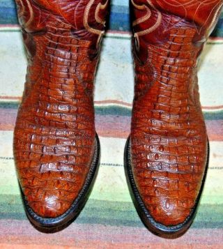 Mens Vintage Justin Brown Exotic Hornback Lizard Cowboy Boots 8.  5 D Exc Cond 5