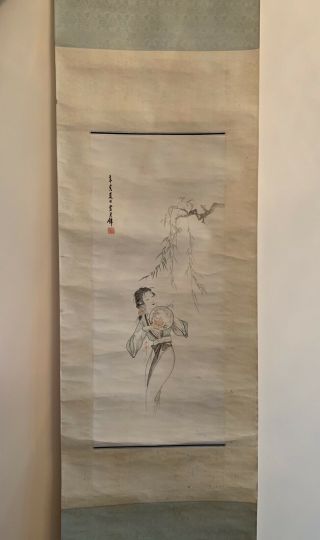 Fine Chinese Hand - Painting Painting Scroll By Huang Jumbi.