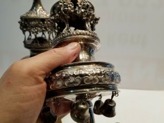 JUDAICA PAIR EARLY ENGLISH STERLING SILVER TORAH FINIALS MANCHESTER HEBREW CON 5