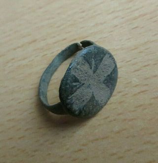 Medieval Knight ' s Templar Era Bronze Ring 13th - 15th century AD.  