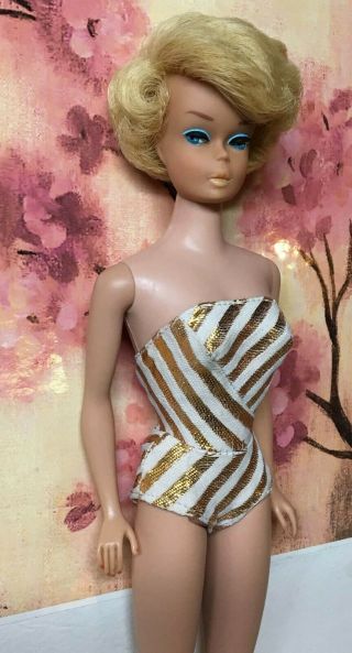 Vintage European Sidepart American Girl Bubblecut Pale Blonde Barbie Doll 5
