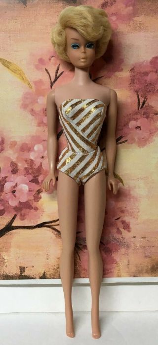 Vintage European Sidepart American Girl Bubblecut Pale Blonde Barbie Doll 8