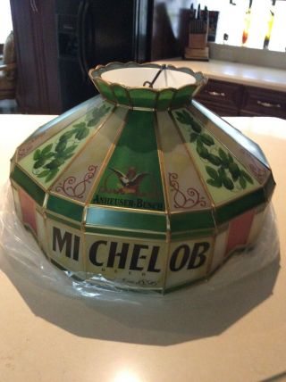 Vintage Anheuser Busch Michelob Tiffany Hanging Light Lamp,  Bar Billiards 1996