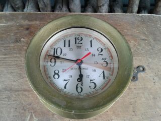 Antique Seth Thomas Navy Ships Radio Room Clock Minesweeper Hunter Ship Ex.  Time