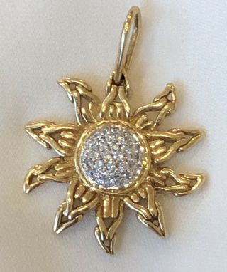 Rare John Hardy 18k Gold & Diamond Sunburst Charm Pendant