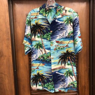 Vintage 1950’s “hale Hawaii” Tropical Palm Tree Crepe Hawaiian Shirt - Ml/l