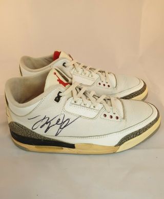 Rare Michael Jordan Signed Autographed 1988 Nike Air Jordan 3 OG White Cement 3