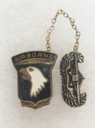 Ww2 Vintage 101st Airborne Division Us Army Glider Badge Chained Sweetheart Pin