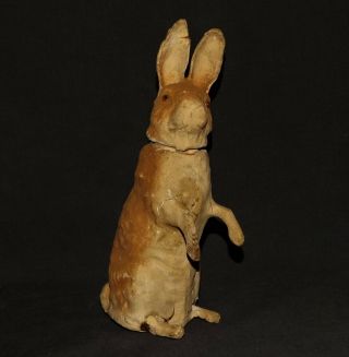 ANTIQUE c.  1910 Paper Mache Glass Eyes VTG EASTER BUNNY RABBIT CANDY CONTAINER 2