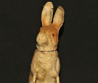 ANTIQUE c.  1910 Paper Mache Glass Eyes VTG EASTER BUNNY RABBIT CANDY CONTAINER 3
