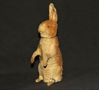 ANTIQUE c.  1910 Paper Mache Glass Eyes VTG EASTER BUNNY RABBIT CANDY CONTAINER 5