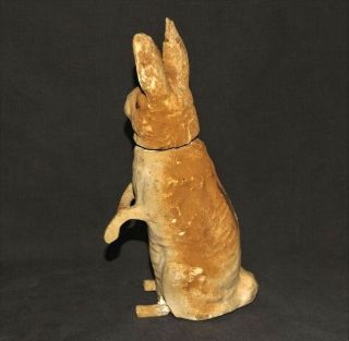 ANTIQUE c.  1910 Paper Mache Glass Eyes VTG EASTER BUNNY RABBIT CANDY CONTAINER 6