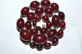 Gorgeous Vintage Art Deco Cherry Amber Bakelite Necklace 53.  6g