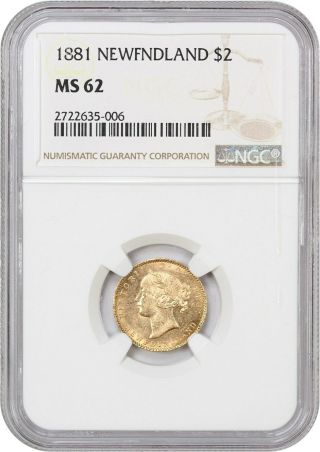 Newfoundland: 1881 $2 Ngc Ms62 - Newfoundland - Rare Issue