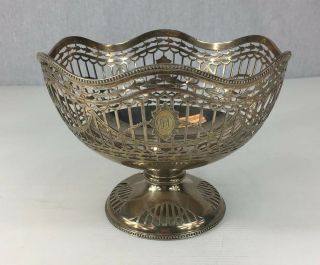 Antique 1905 Mappin & Webb Solid Silver Pedestal Fruit Bowl 13.  7cm In Height