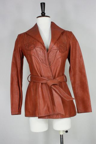 East West Leather Jacket M Vintage Handmade De La Rosa 70 