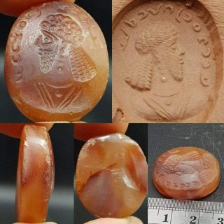 Sassanian Ancient King Face Seal Intaglio Stone With Writing 51