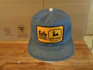 Vintage Nos K - Products John Deere Patch All Denim Snapback Trucker Hat Usa (s2)