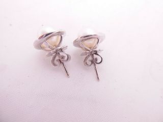 18ct white gold diamond earrings,  cultured pearl art deco design 18k 750 3