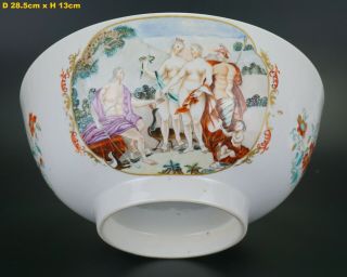 Impressive 11¼  29cm Chinese Export Famille Rose Judgement Of Paris Bowl C1750