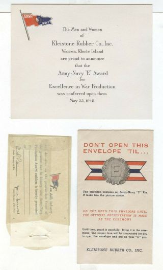 Army Navy E Award Program Kleistone Rubber Warren Rhode Island 1945 Announcement