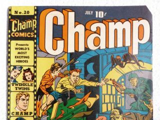 RARE CHAMP COMICS 20 HARVEY 1942 VERY SCARCE JACK KIRBY COVER & ART WWII 2