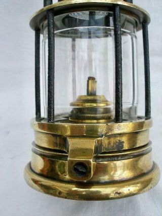 Antique Brass & Steel Gauze Miners Lamp By Joseph Cooke & Co of Birmingham. 2