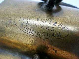 Antique Brass & Steel Gauze Miners Lamp By Joseph Cooke & Co of Birmingham. 5