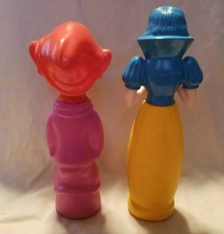 Vintage 1960 ' s Soaky bottles set.  Disney Snow White & Dopey.  Good Shape HTF 2