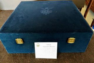 FABERGE Antique Cordial Set of 4 in Suede Blue Box w - Papers 100 year Re - Issue 3