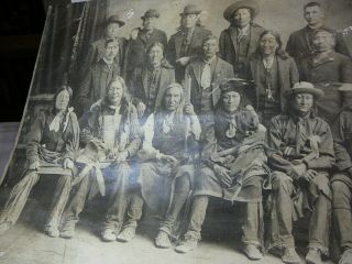Large Antique Photo Sioux Delegation Native American Indian C M Bell Vtg 20 x 16 10