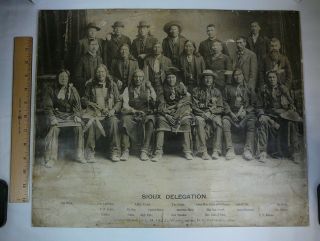 Large Antique Photo Sioux Delegation Native American Indian C M Bell Vtg 20 x 16 2
