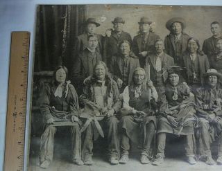 Large Antique Photo Sioux Delegation Native American Indian C M Bell Vtg 20 x 16 3
