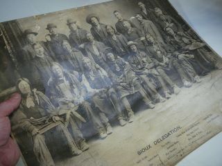 Large Antique Photo Sioux Delegation Native American Indian C M Bell Vtg 20 x 16 9