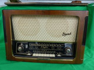 Antique Vintage Wood Case 6 Tube Radio Telefunken Opus Hi Fi System West Germany