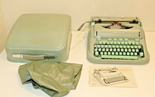 Vintage Hermes 3000 Portable Typewriter Cover & Case Seafoam Green Pica Type